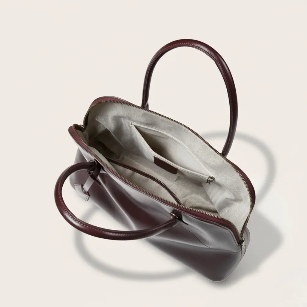 Sac bandoulière demi-lune en cuir glossé Marron