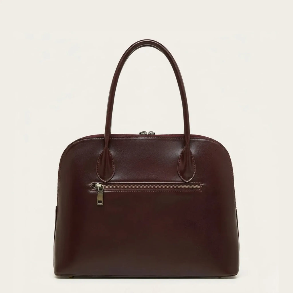 Sac bandoulière demi-lune en cuir glossé Marron