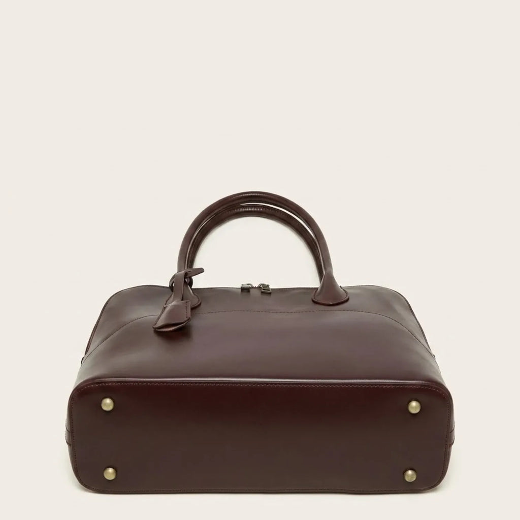 Sac bandoulière demi-lune en cuir glossé Marron