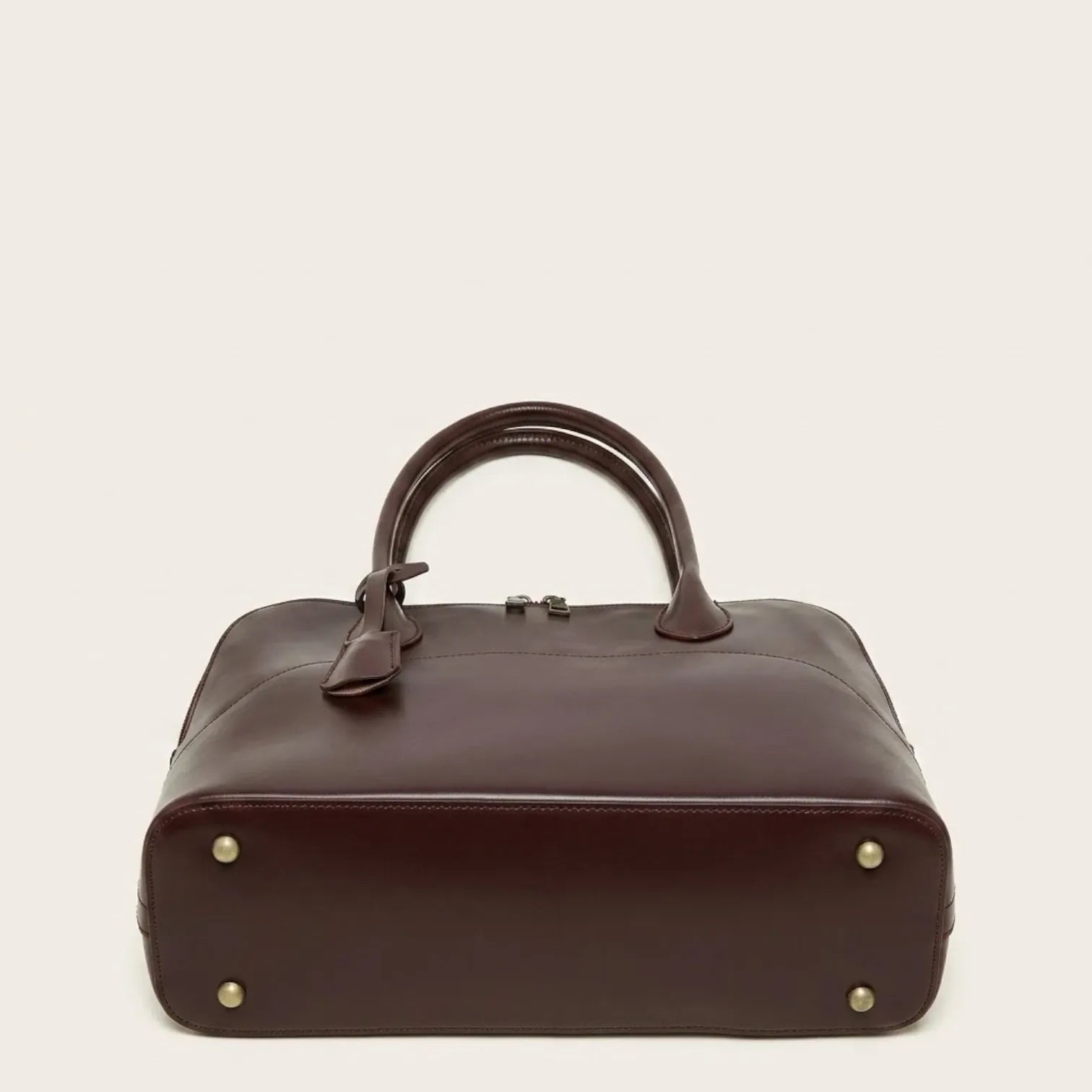 Sac bandoulière demi-lune en cuir glossé Marron