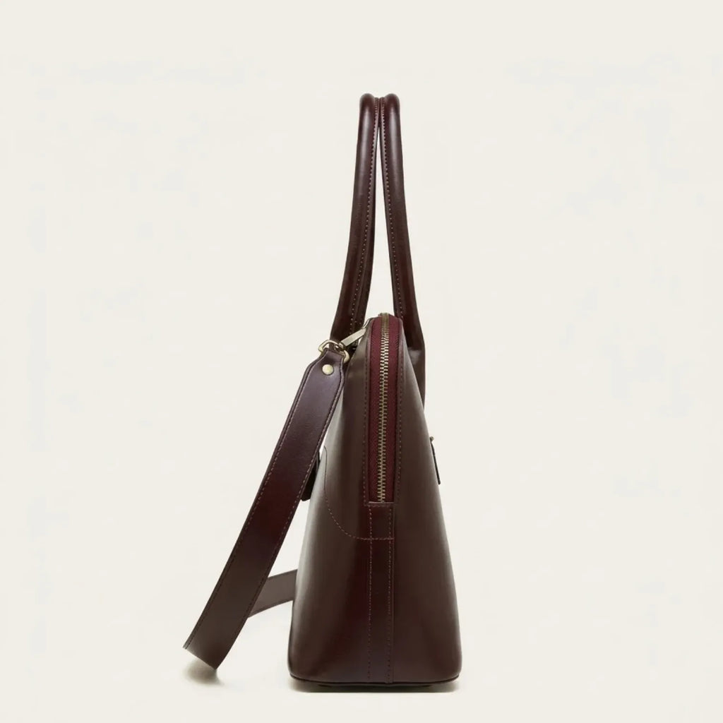 Sac bandoulière demi-lune en cuir glossé Marron
