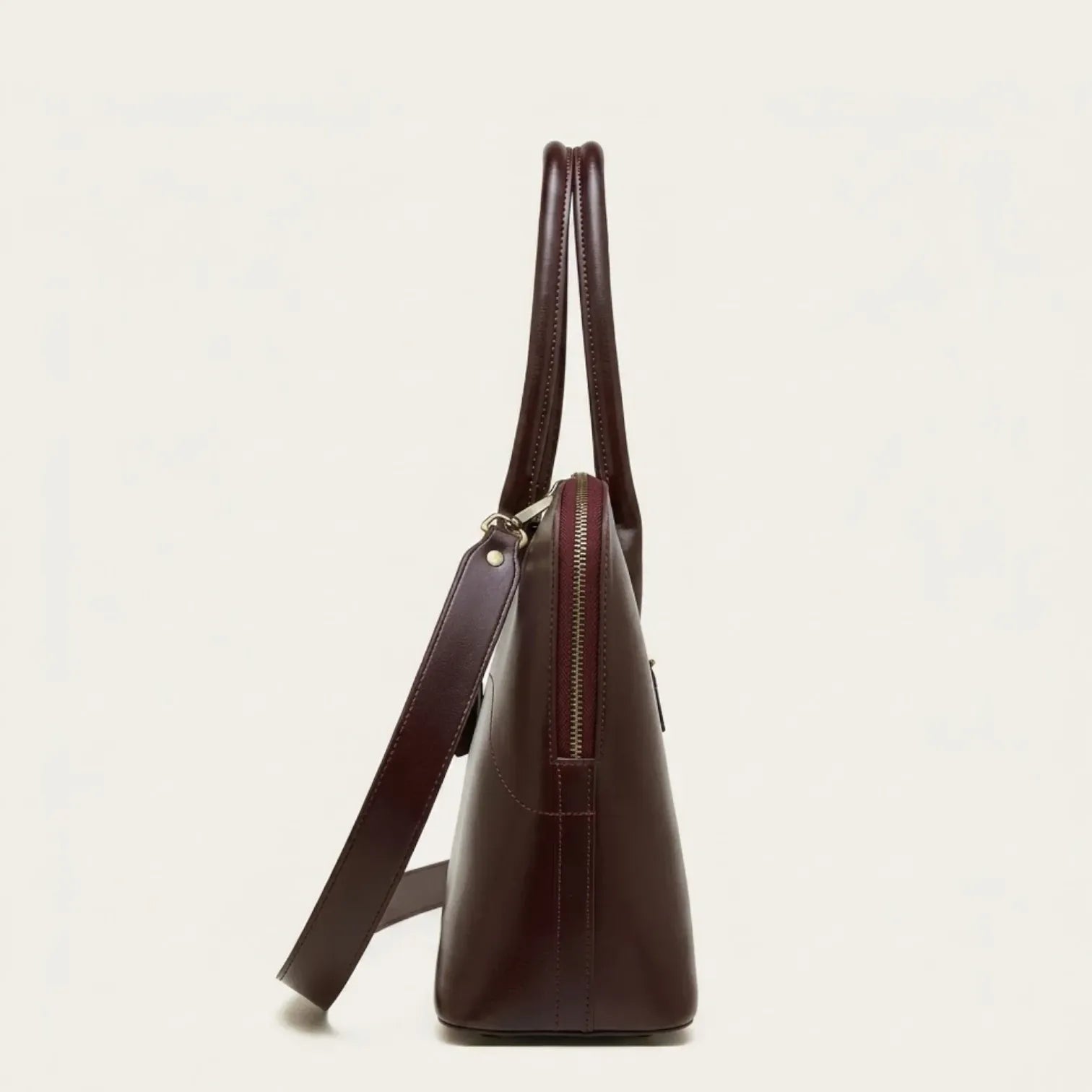 Sac bandoulière demi-lune en cuir glossé Marron