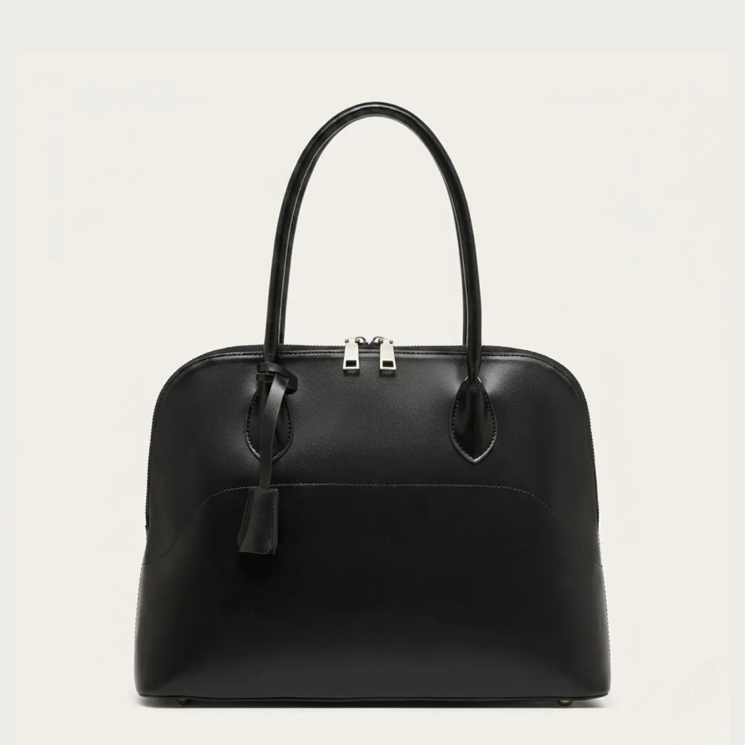 Sac bandoulière demi-lune en cuir glossé Noir