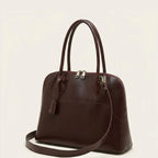 Sac bandoulière demi-lune en cuir glossé Marron