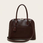Sac bandoulière demi-lune en cuir glossé Marron