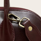 Sac bandoulière demi-lune en cuir glossé Marron