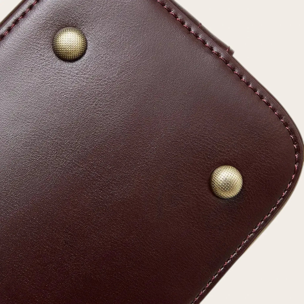 Sac bandoulière demi-lune en cuir glossé Marron