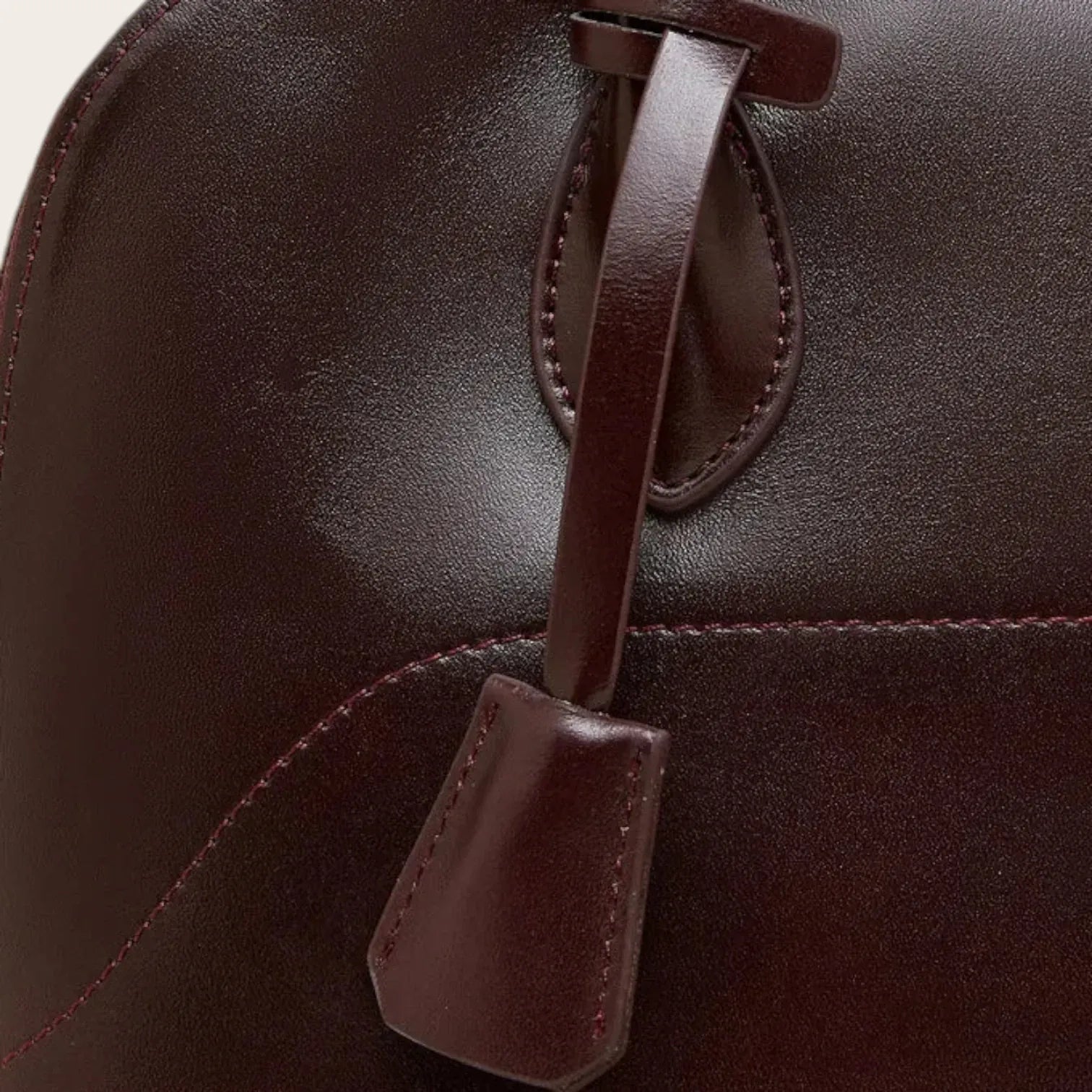 Sac bandoulière demi-lune en cuir glossé Marron