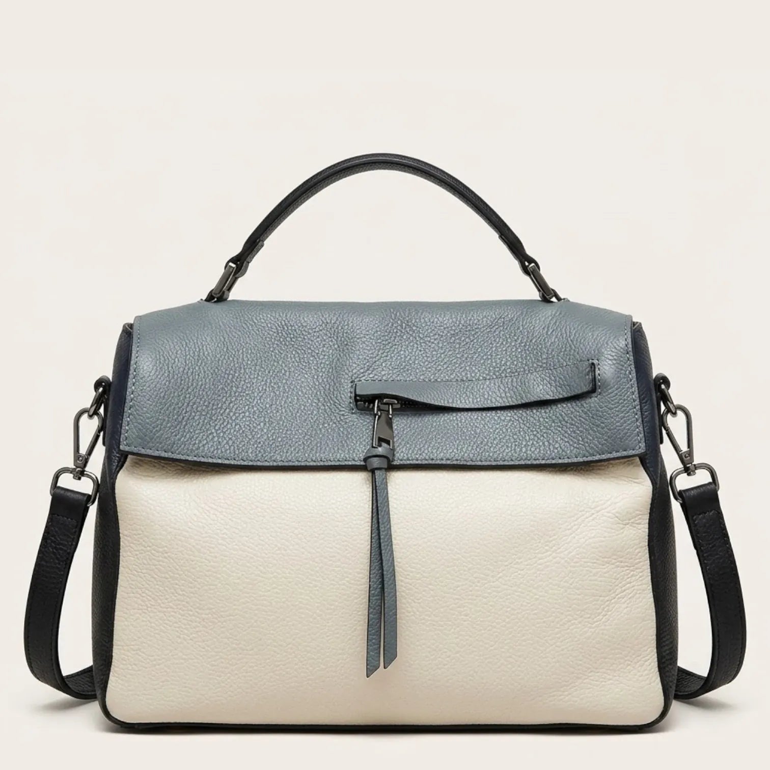 Sac bandoulière design en cuir grainé Bleu