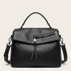 Sac bandoulière design en cuir grainé Noir