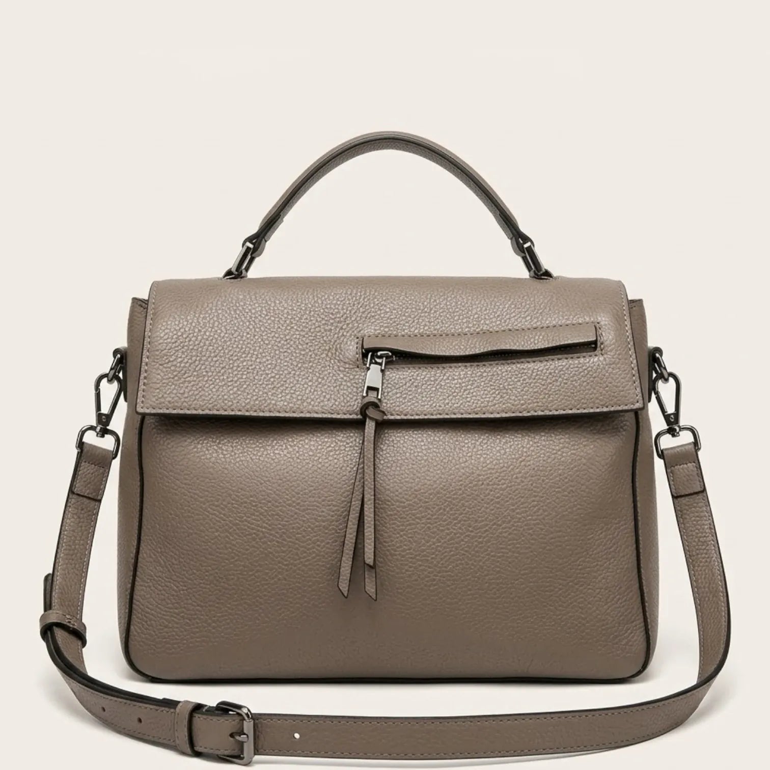 Sac bandoulière design en cuir grainé Khaki