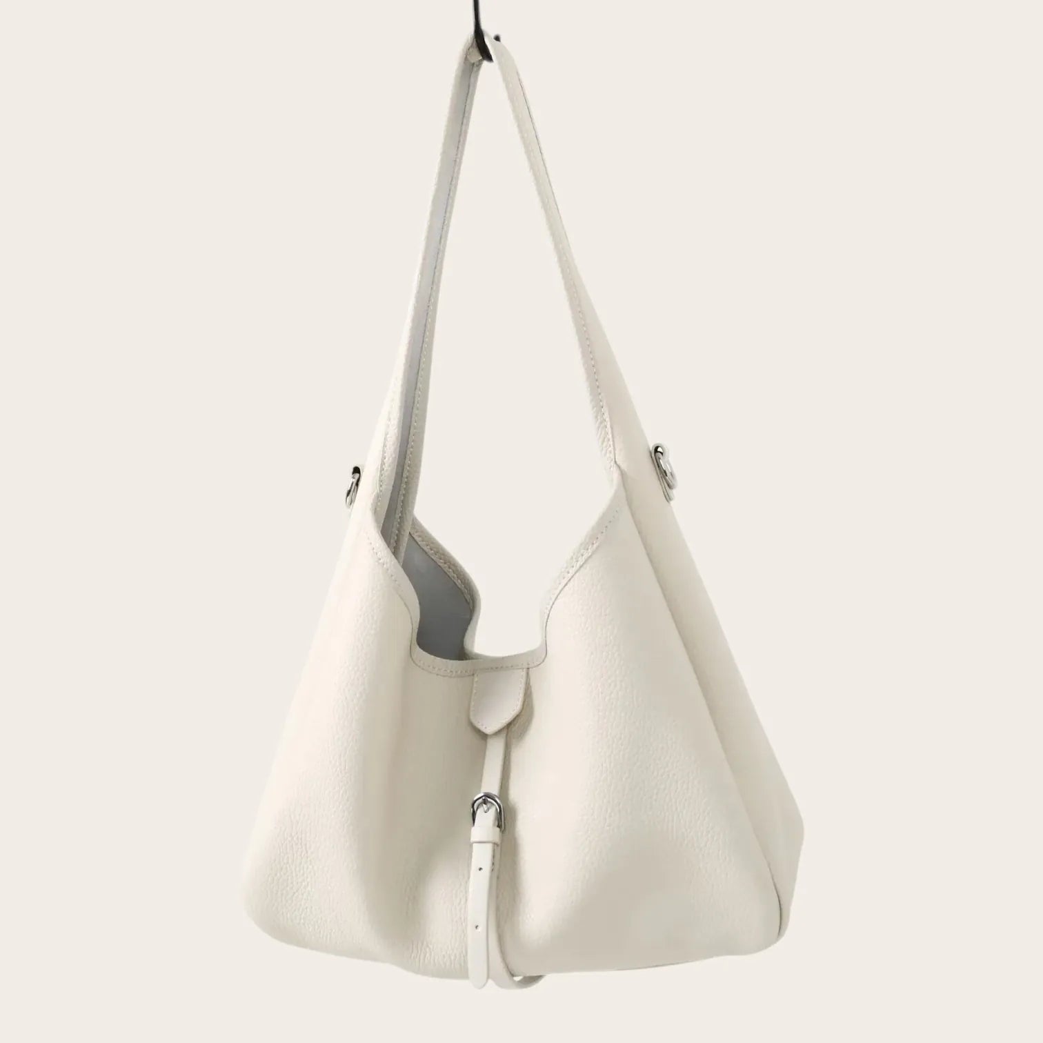 Sac bandoulière en cuir bord Beige