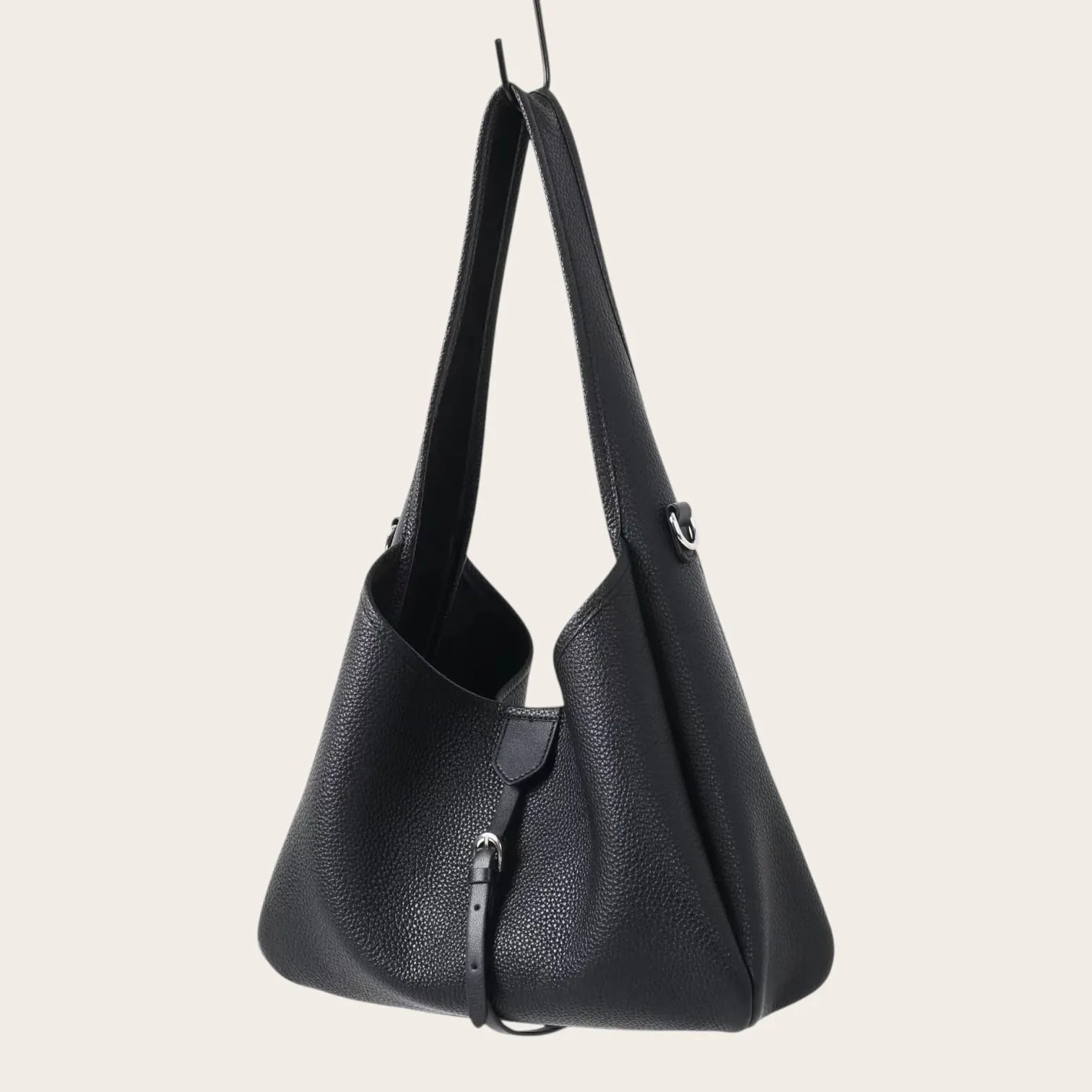 Sac bandoulière en cuir bord Noir
