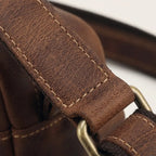 Sac bandoulière en cuir surpiqué rectangulaire Marron