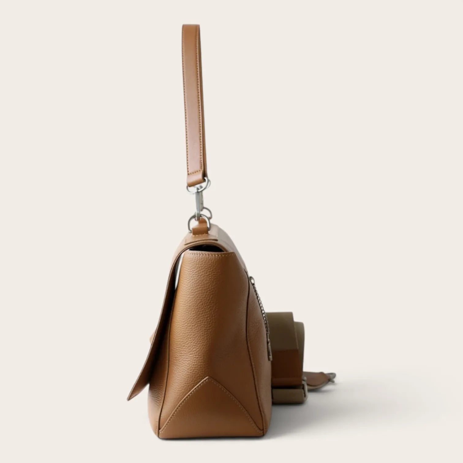 Sac bandoulière large rétro cuir Marron