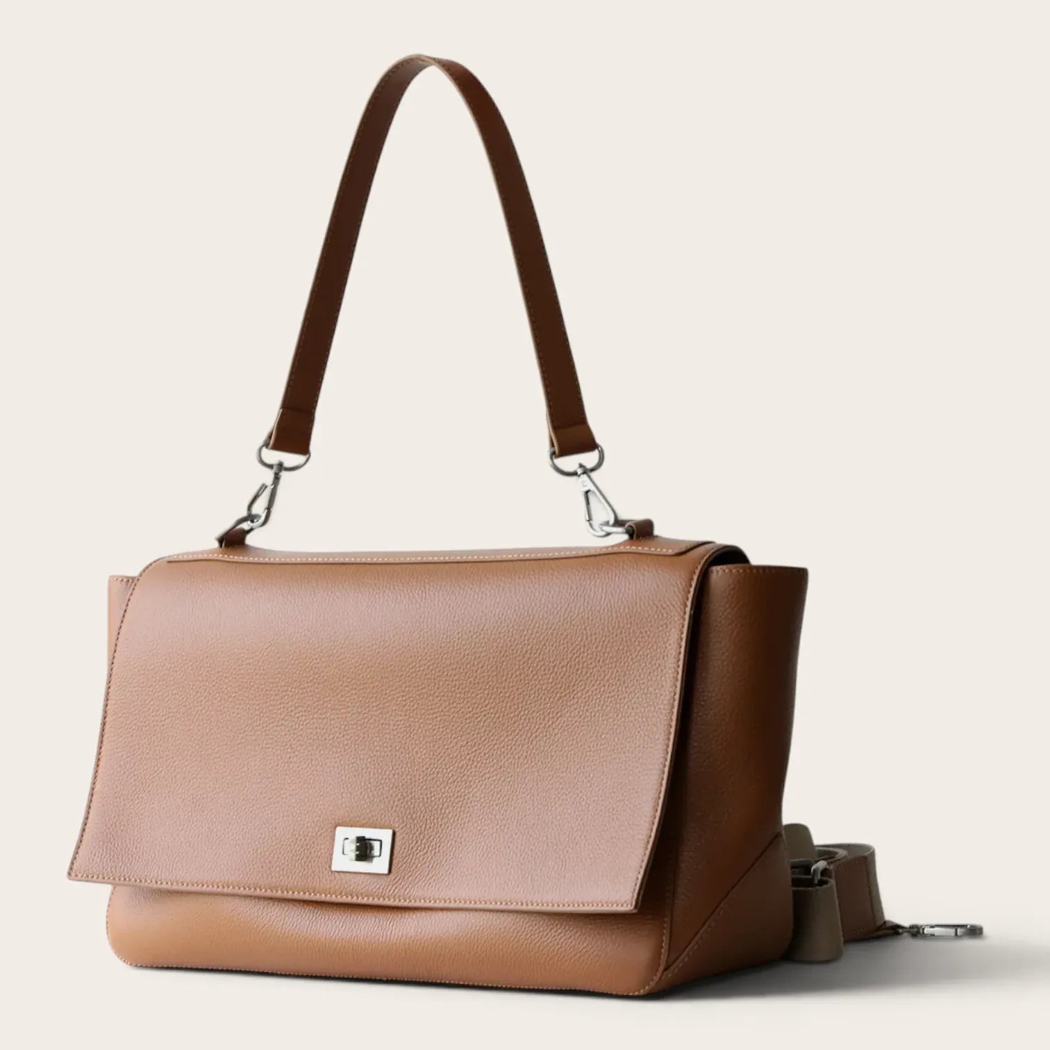 Sac bandoulière large rétro cuir Marron