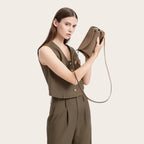 Sac bandoulière messager en cuir Khaki
