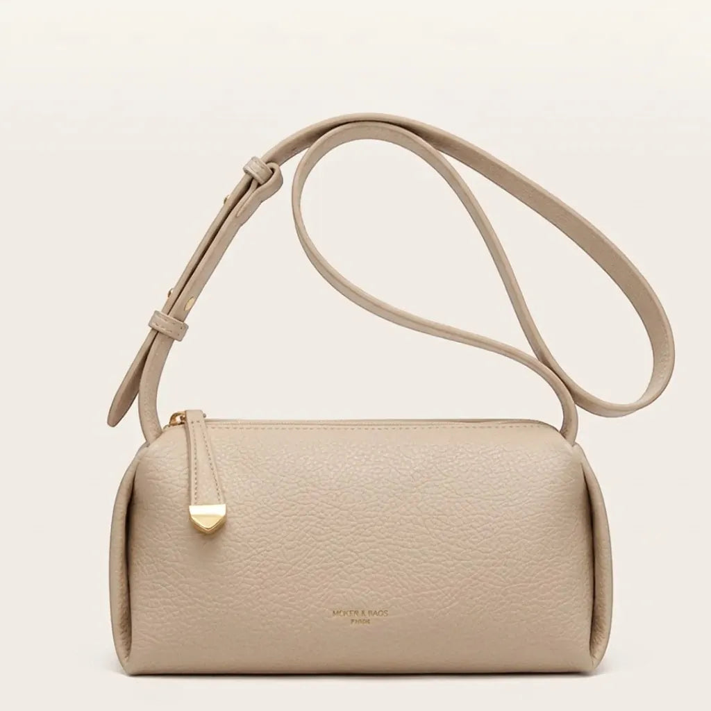 Sac bandoulière oreiller cuir vegan grainé Abricot