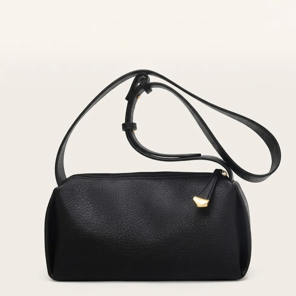 Sac bandoulière oreiller cuir vegan grainé Noir