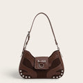 Sac bandoulière similicuir clouté pour femme, vue 1 - Café