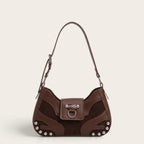 Sac bandoulière similicuir clouté pour femme, vue 1 - Café