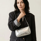 Sac bandoulière rectangulaire en similicuir crouté Argent