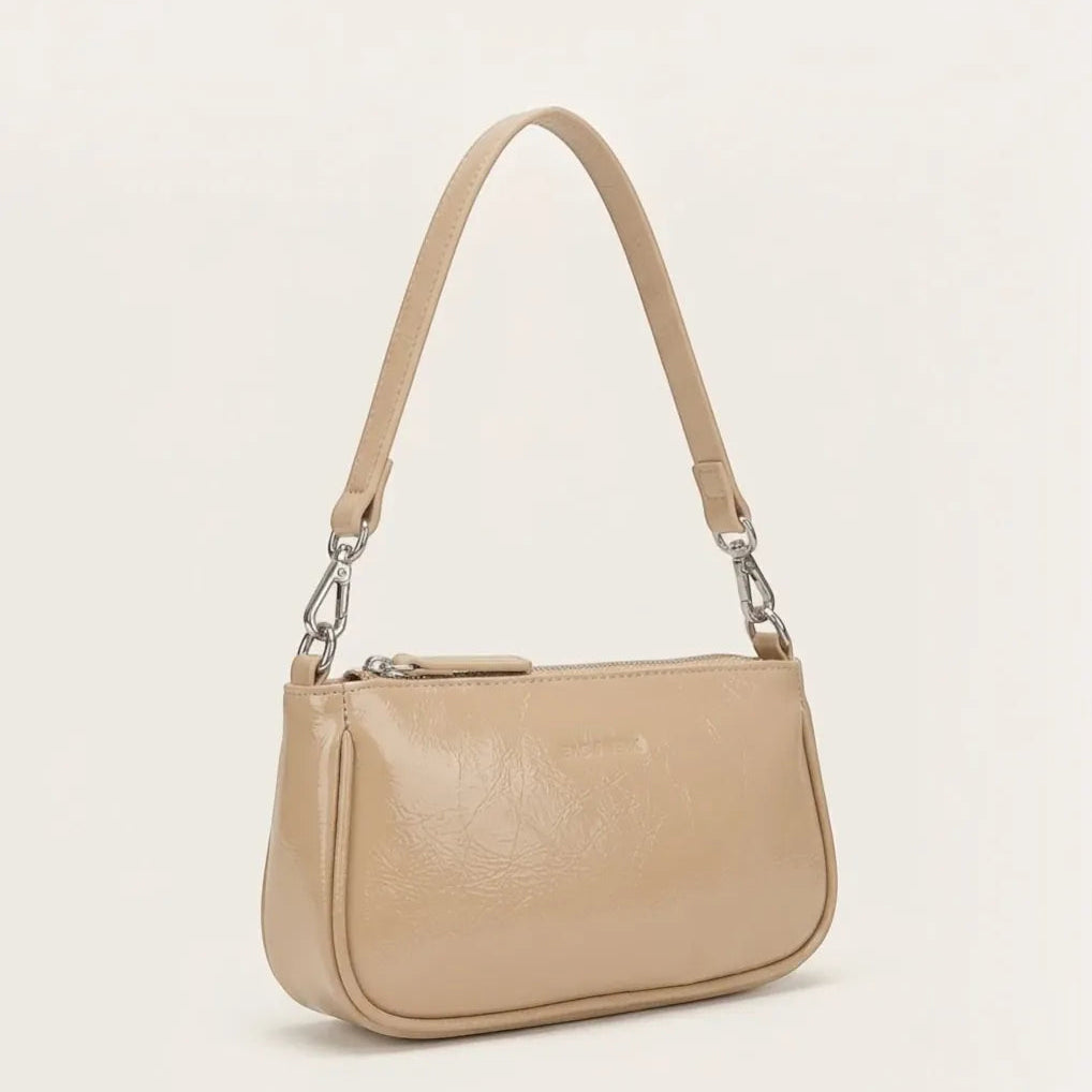 Sac bandoulière rectangulaire en similicuir crouté Kaki