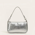 Sac bandoulière rectangulaire en similicuir crouté Argent
