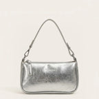 Sac bandoulière rectangulaire en similicuir crouté Argent