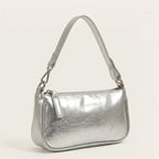Sac bandoulière rectangulaire en similicuir crouté Argent