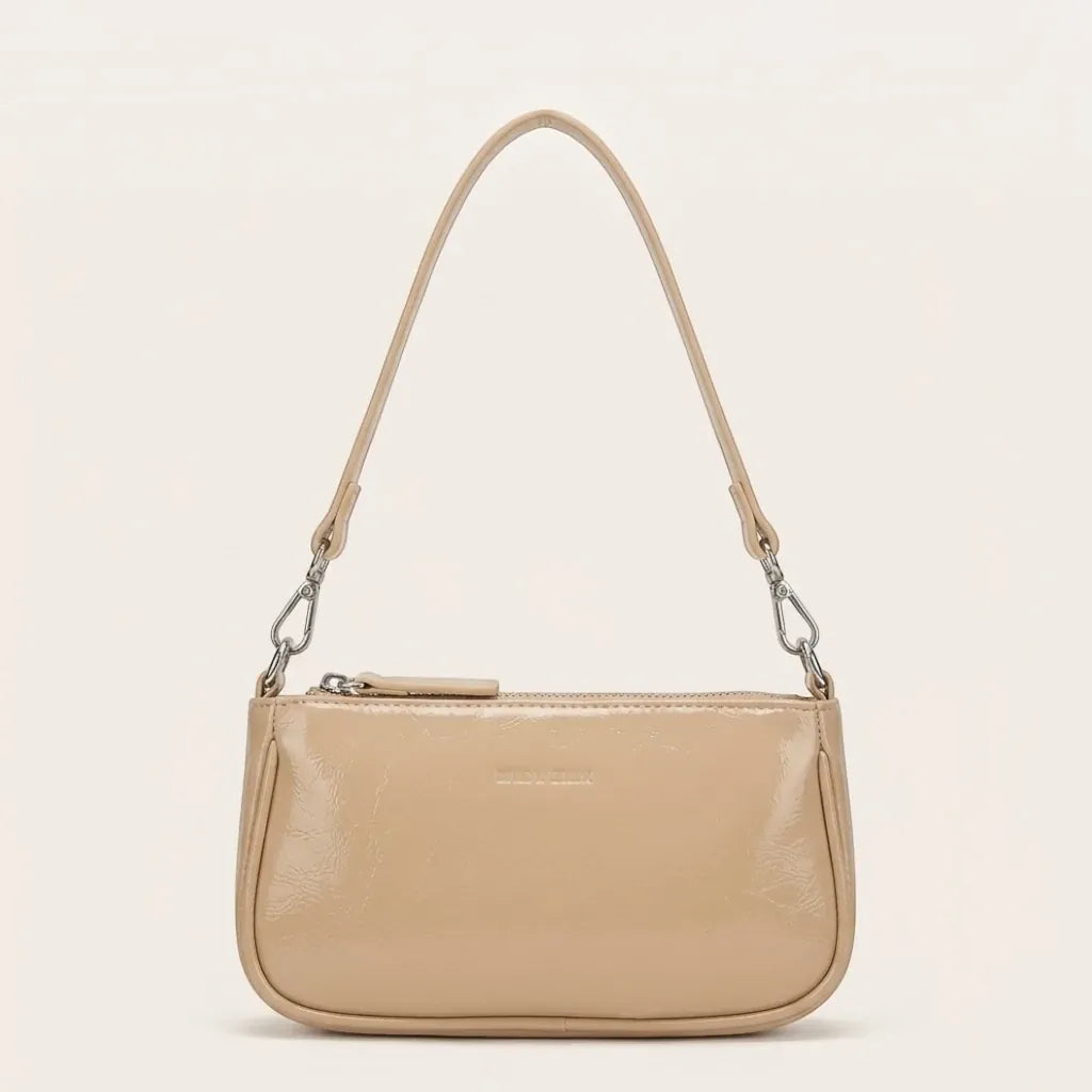 Sac bandoulière rectangulaire en similicuir crouté Kaki