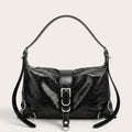 Sac bandoulière similicuir brillant multi-boucles Noir