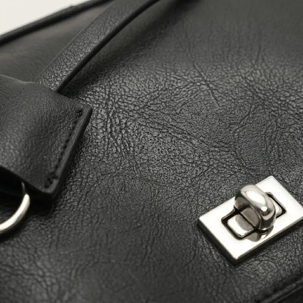 Sac bandoulière similicuir lisse manchette Noir