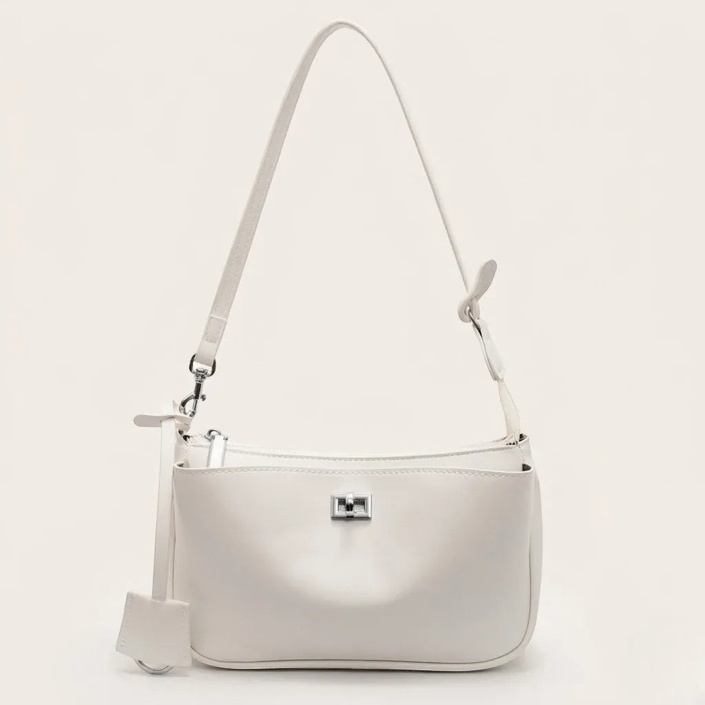 Sac bandoulière similicuir lisse manchette Blanc