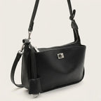 Sac bandoulière similicuir lisse manchette Noir