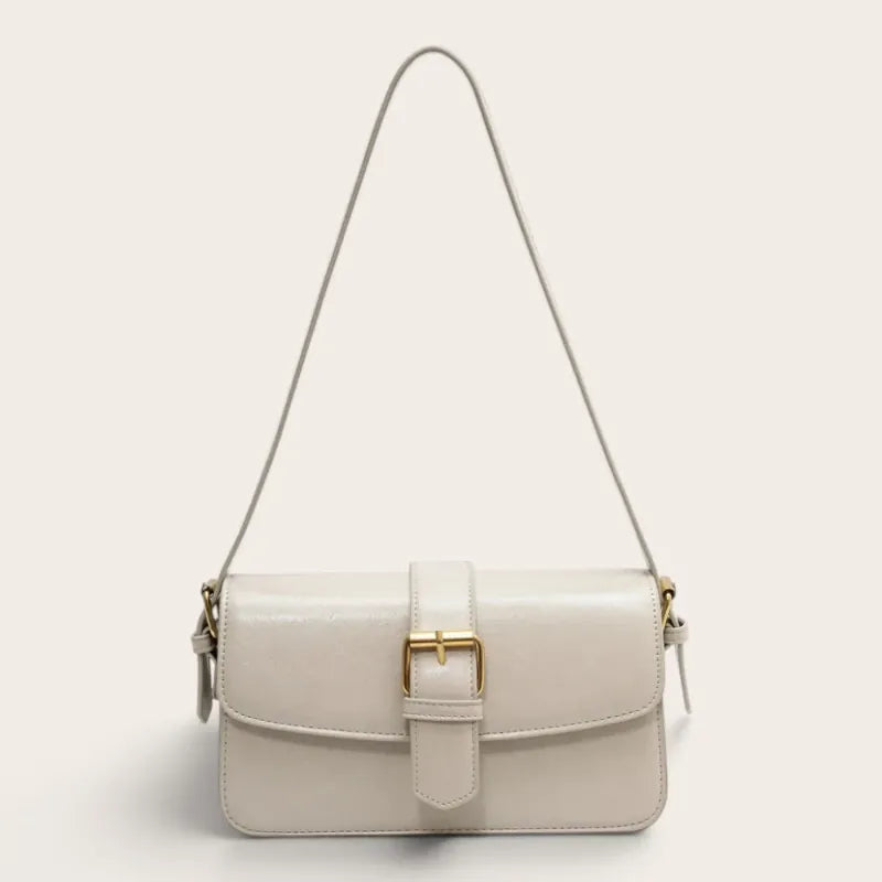 Sac bandoulière similicuir verni boucle Blanc