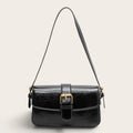 Sac bandoulière similicuir verni boucle Noir