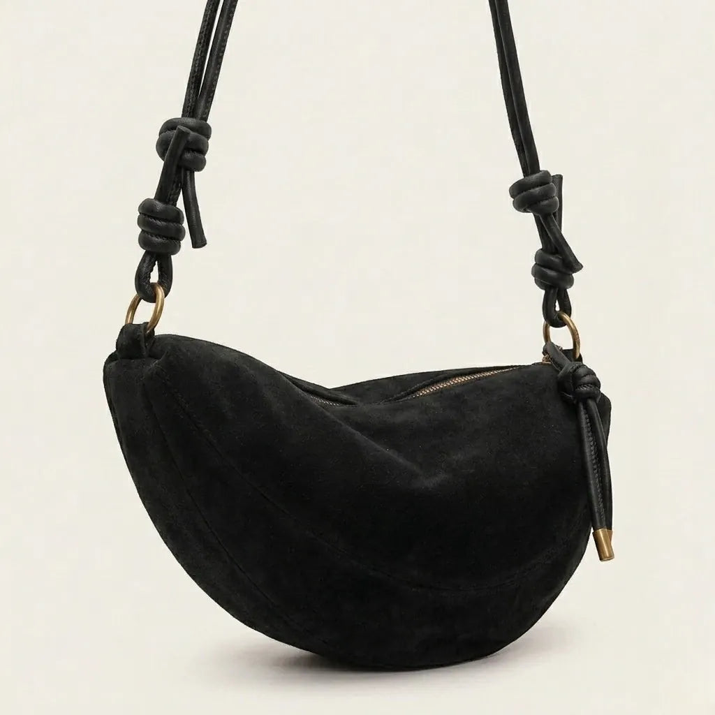 Sac bonbon daim vegan demi-lune Noir