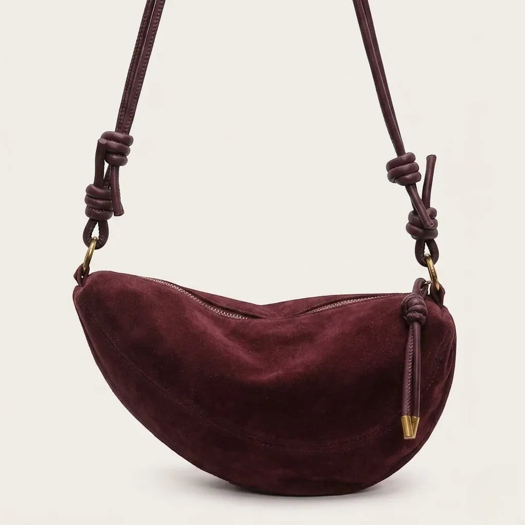 Sac bonbon daim vegan demi-lune Bordeaux