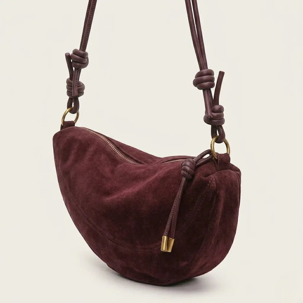 Sac bonbon daim vegan demi-lune Bordeaux