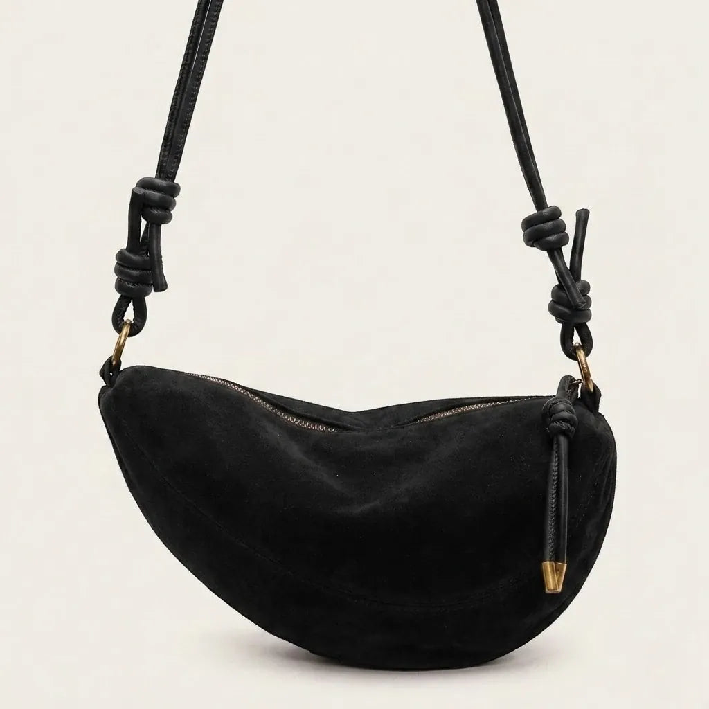 Sac bonbon daim vegan demi-lune Noir