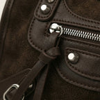 Sac boston rivet biker suédine Café