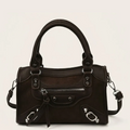 Sac boston rivet biker suédine Café