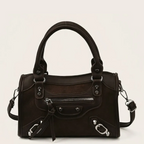 Sac boston rivet biker suédine Café