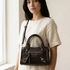 Sac boston rivet biker suédine Café