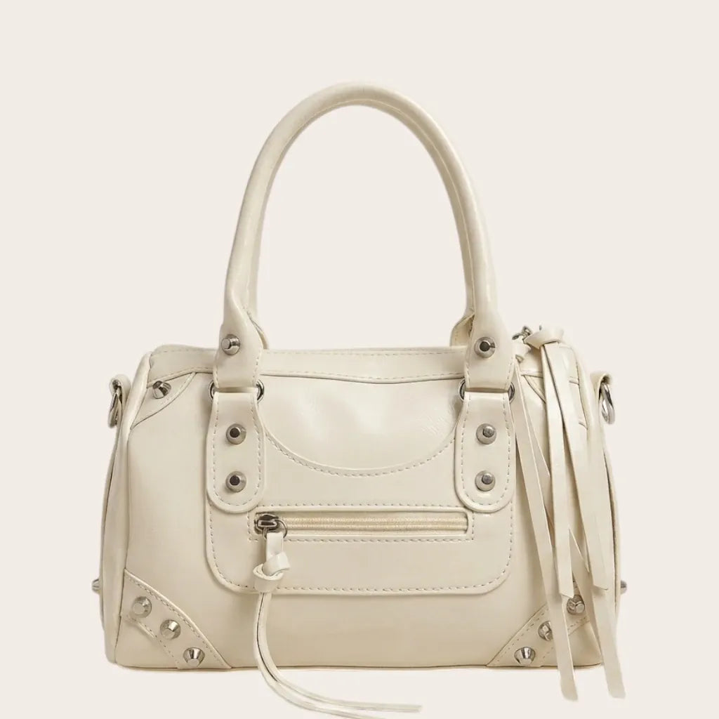 Sac boston verni studs rock Blanc