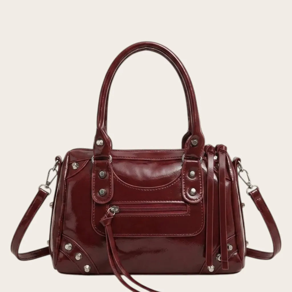 Sac boston verni studs rock Rouge