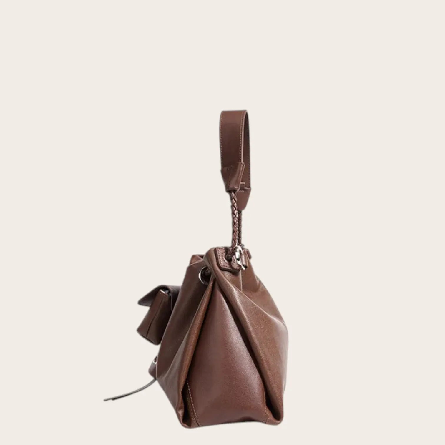 Sac bourse cuir pochette Marron