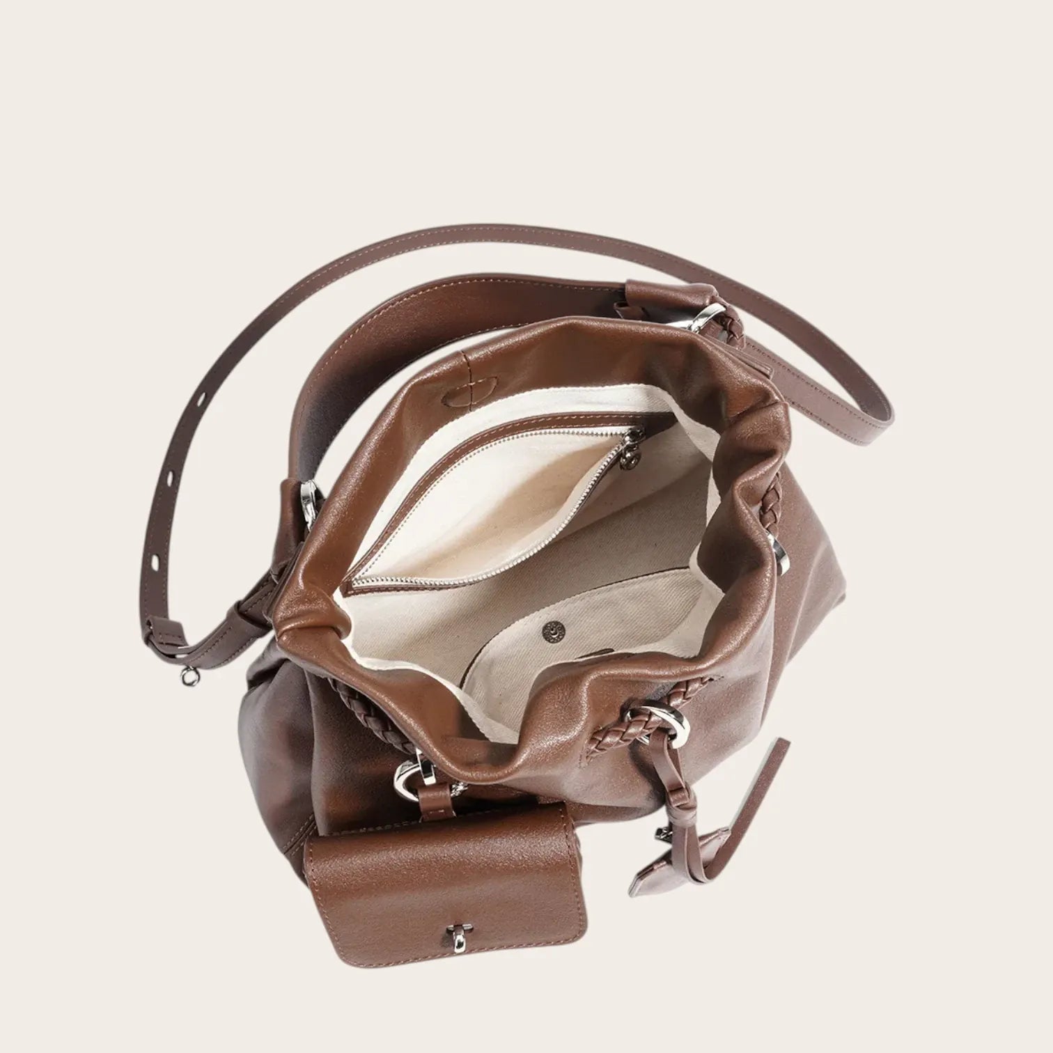 Sac bourse cuir pochette Marron