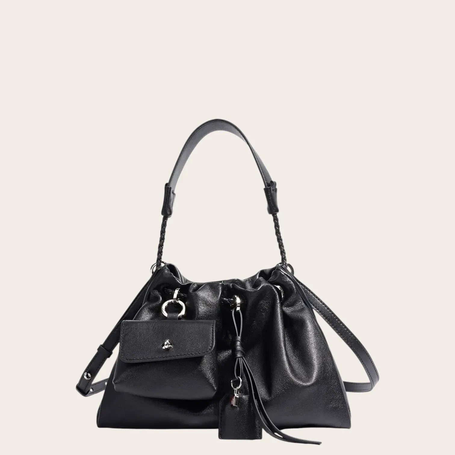 Sac bourse cuir pochette Noir